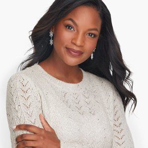 Allover Pointelle Shimmer  Sweater